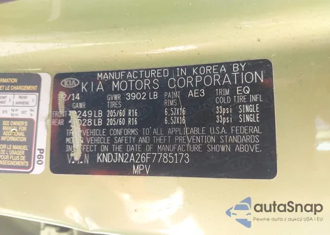 2015 Kia Soul z USA, uszkodzony, nr VIN KNDJN2A26F7785173